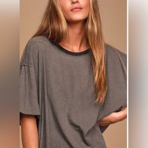 We The Free Charcoal Gray clarity ringer oversized Short Sleeve Tee small